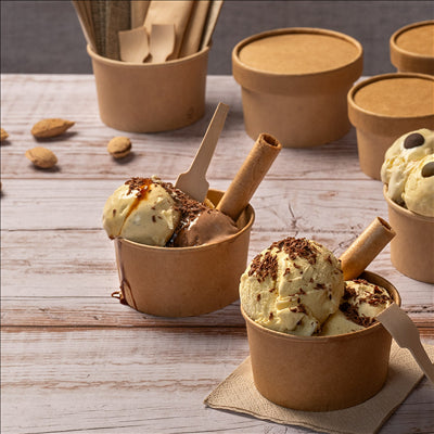 POTS À GLACES 90 ML 210 + 18 PE G/M2 Ø7,2x4 CM MARRON CARTON (2000 UNITÉS)