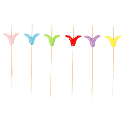 PIQUES "TULIPE" 12 (h) CM NATUREL BAMBOU (100 UNITÉS)