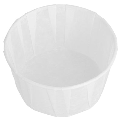 POTS TRAITEUR PAPIER PLISSÉ 100 ML (3,2 oz) 80 G/M2 Ø6,6/5x4,2 CM BLANC PARCH.INGRAISSABLE (1000 UNITÉS)