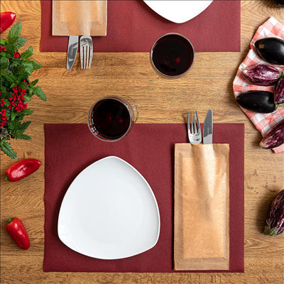 SERVIETTES BLANCHES EMB. 'D.POINT' 40x32 CM 'JUST IN TIME CLOSED' 40 + 10PE G/M2 11x25 CM NATUREL KRAFT VERGÉ (300 UNITÉS)