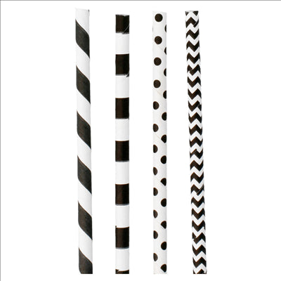 PAILLES DROITES À FRANGES ET À POIS 'PAPER' Ø0,60x20 CM ASSORTI PAPIER (3000 UNITÉS)