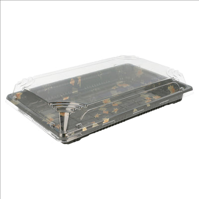 RÉCIPIENTS + COUVERCLES POUR "SUSHI" 24x15x4 CM NOIR PS (300 UNITÉS)