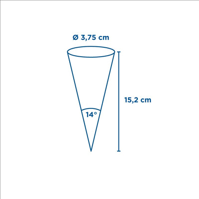 CÔNES GLACES 'PAROLE' Ø 3,75x15,2 CM BLANC PAPIER (2000 UNITÉS)