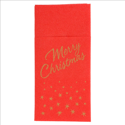 SERVIETTES SOFT KANGOUROU 'MERRY CHRISTMAS' 55 G/M2 40x40 CM ROUGE AIRLAID (700 UNITÉS)