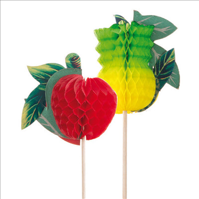 DÉCORS POUR GLACES "FRUITS" 20 (h) CM ASSORTI BOIS (100 UNITÉS)