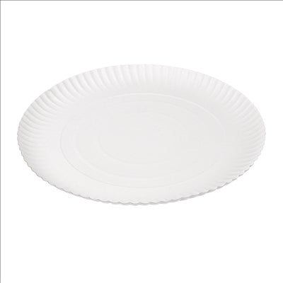 PLATEAUX PÂTISSERIE EN RELIEF 420 G/M2 Ø 28 CM BLANC CARTON (50 UNITÉS)