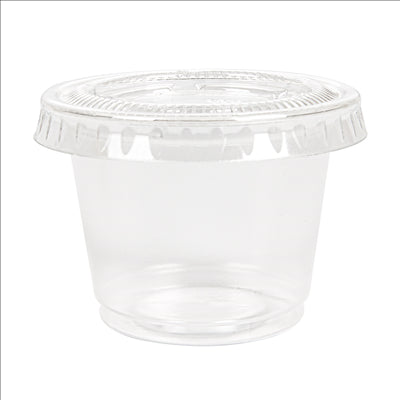 50 PETITS POTS + 50 COUVERCLES 30 ML Ø4,5x3,3 CM TRANSPARENT PP (24 UNITÉS)