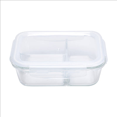 RÉCIPIENTS AVEC COUVERCLE 2 COMPARTIMENTS 'WAKI GLASS' 1500 ML 23,2x17,5x8 CM TRANSPARENT VERRE (6 UNITÉS)