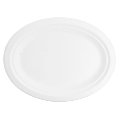 PLATEAUX OVALES 'BIONIC' 26,3x19,9x2 CM BLANC BAGASSE (600 UNITÉS)