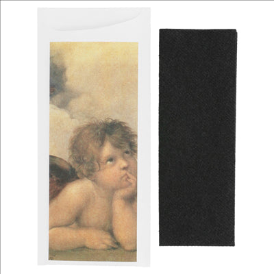 SACS COUVERTS + SERVIETTE 'JUST IN TIME - RAFFAELLO' 90 + 10PE G/M2 8,5x19,5 CM NOIR AIRLAID (250 UNITÉS)