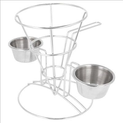 BASKET AVEC 2 RÉCIPIENTS 'ARTINOX' 10,8x15,24 CM ARGENTE INOX (12 UNITÉS)