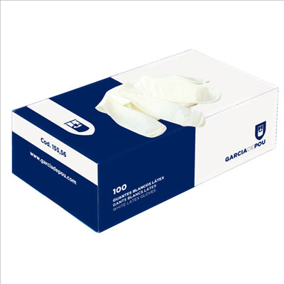 GANTS AVEC TALC SIZE: S BLANC LATEX (100 UNITÉS)