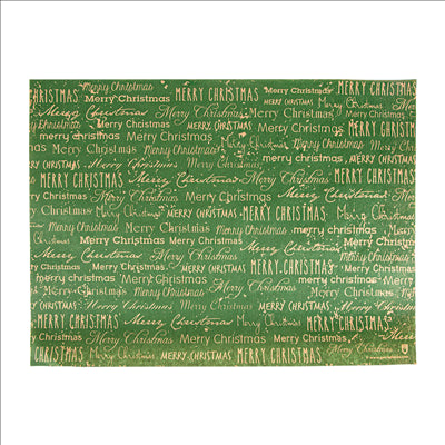 SETS DE TABLE KRAFT "MERRY CHRISTMAS"  60 G/M2 31x43 CM VERT CELLULOSE (2000 UNITÉS)