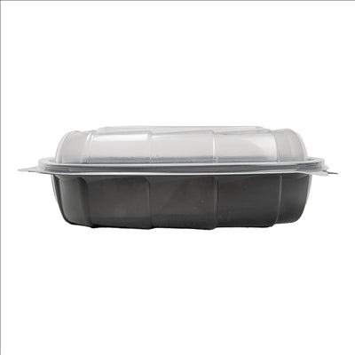 RÉCIPIENTS AVEC COUVERCLE CHARNIÈRE MICRO-ONDABLES 1370 ML 25,1x25,8x7,4 CM NOIR PP (100 UNITÉS)