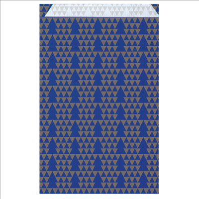 SACHETS PLATS SAPINS  60 G/M2 26+9x38 CM BLEU CELLULOSE (250 UNITÉS)
