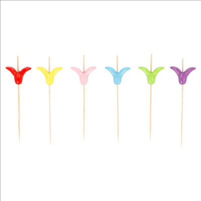 PIQUES "TULIPE" 9 (h) CM NATUREL BAMBOU (100 UNITÉS)