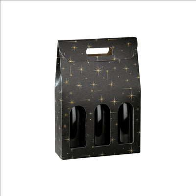 CARTONS 3 BOUTEILLES 'CONSTELLATION'  27x9x38,5 CM NOIR CARTON (30 UNITÉS)