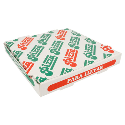 BOÎTES PIZZA MICROCANNELURE 100% VIERGE 340 G/M2 26x26x3,5 CM BLANC CARTON (100 UNITÉS)