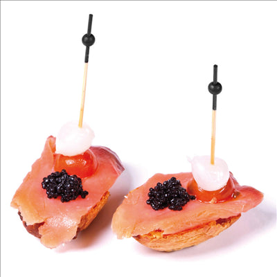 PIQUES "BOULE NOIRE" 9 CM NATUREL BAMBOU (100 UNITÉS)