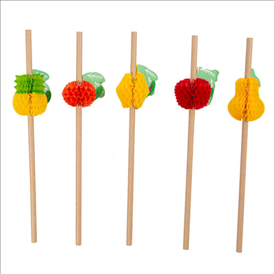 PAILLES "FRUITS" Ø0,60x23 CM NATUREL KRAFT (100 UNITÉS)