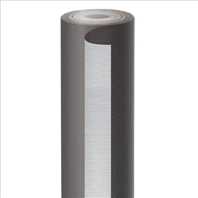 PAPIER CADEAU 50 M NOIR-ARGENT  60 G/M2 70 CM KRAFT VERGÉ (1 UNITÉ)
