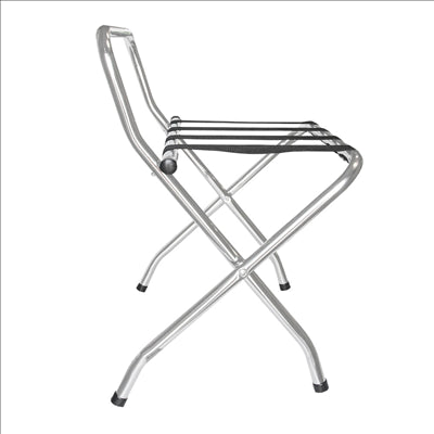 POSE VALISES PLIABLE AVEC DOSSIER 'ARROW' 62x50x69 CM CHROME ACIER (1 UNITÉ)