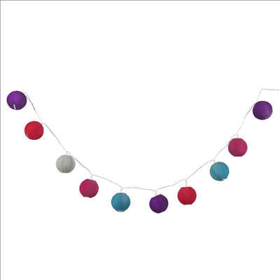 GUIRLANDE AVEC 10 LAMPIONS  Ø 7,5 CM ASSORTI (1 UNITÉ)