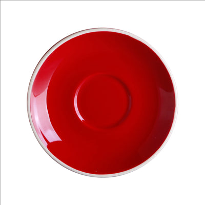 SOUCOUPES CAFÉ 'AKALA' Ø12,4x2 CM ROUGE/BLANC PORCELAINE (6 UNITÉS)