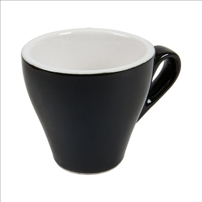 TASSES CAFÉ 'AKALA' 70 ML Ø6,3/3,4x6 CM NOIRE/BLANC PORCELAINE (6 UNITÉS)