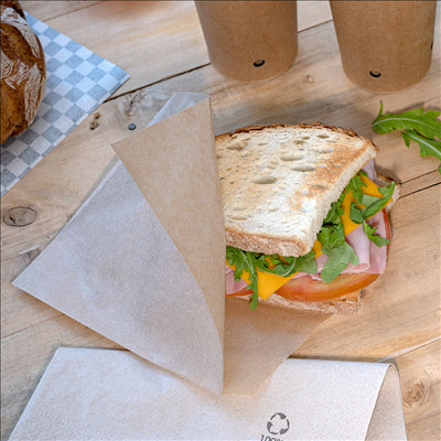 PAPIER INGRAISSABLES OUVERT 2 CÔTÉS FAST FOOD 34 G/M2 13x14 CM NATUREL PARCH.INGRAISSABLE (1000 UNITÉS)