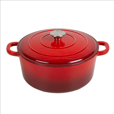 COCOTTE RONDE AVEC COUVERCLE 5,2 L Ø 26x11,5 CM ROUGE FER (2 UNITÉS)