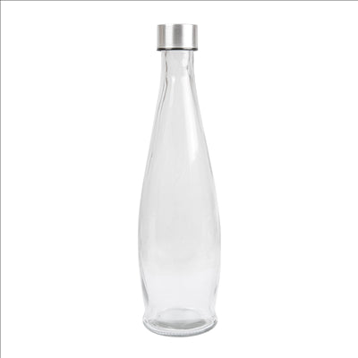 BOUTEILLE + COUVERCLE INOX 'WAKI GLASS' 930 ML Ø9x32 CM TRANSPARENT VERRE (24 UNITÉS)
