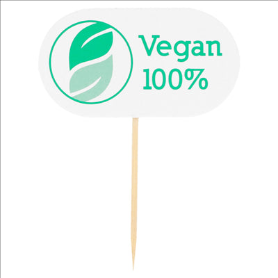 PIQUES "VEGAN" 8 CM BLANC BOIS (100 UNITÉS)
