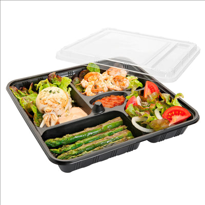 COFFRETS À EMPORTER 5 COMPART. 27,8x27,6x5 CM NOIR PP (200 UNITÉS)