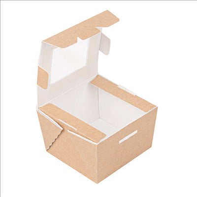 BOÎTES AVEC FENÊTRE 'THEPACK' 300 ML 220 G/M2 + OPP 8x7,5x5,5 CM NATUREL CARTON ONDULÉ NANO-MICRO (600 UNITÉS)