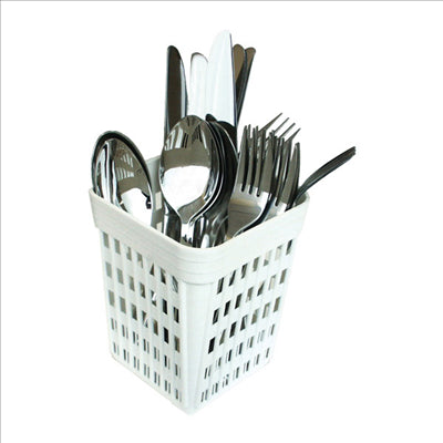 GODET POUR COUVERTS 10,7x10,7x14 CM BLANC PP (1 UNITÉ)