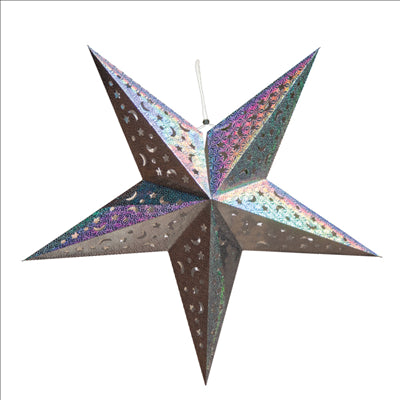 ETOILES À PENDRE Ø 90 CM ARGENTE PAPIER (10 UNITÉS)