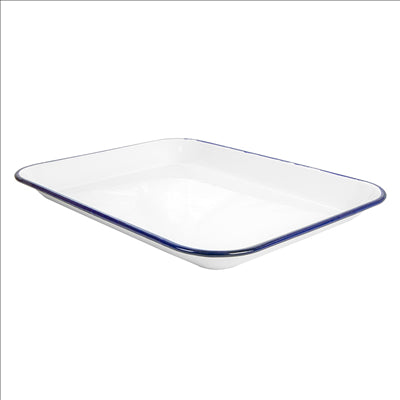PLATEAUX RECTANGULAIRES 'ENAMELWARE' 34,5x25,5x2,8 CM BLANC ACIER ÉMAILLÉ (6 UNITÉS)