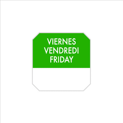 1000 U. ÉTIQUETTES ADHESIVES "VENDREDI" 2,5x2,5 CM VERT ADHESIF (1 UNITÉ)