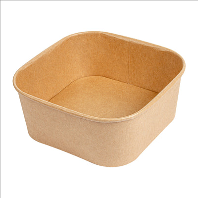 RÉCIPIENTS CARRÉS 1230 ML 320 + 26 PE G/M2 16,7x16,7x6,6 CM NATUREL KRAFT (300 UNITÉS)