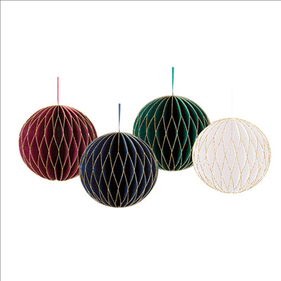 KIT DE DÉCORATION 4 BALLES 120 G/M2 9 CM ASSORTI PAPIER (12 UNITÉS)