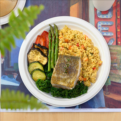 ASSIETTES 'BIONIC' Ø 18x1,8 CM BLANC BAGASSE (1000 UNITÉS)