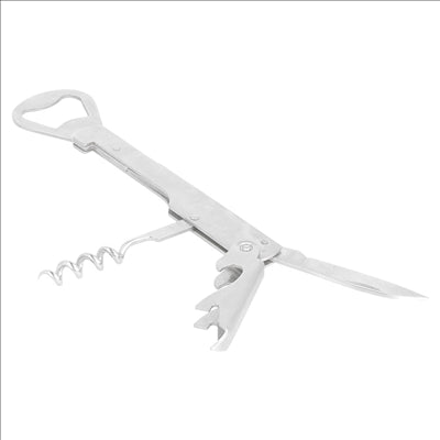 TIRE-BOUCHON MULTI USAGE 14x3,5x1 CM ARGENTE INOX (1 UNITÉ)