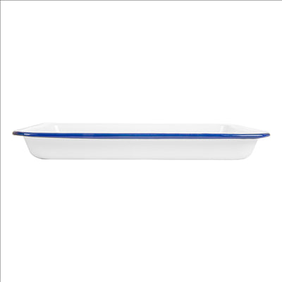 PLATEAUX RECTANGULAIRES 'ENAMELWARE'  23x15x2,5 CM BLANC ACIER ÉMAILLÉ (6 UNITÉS)