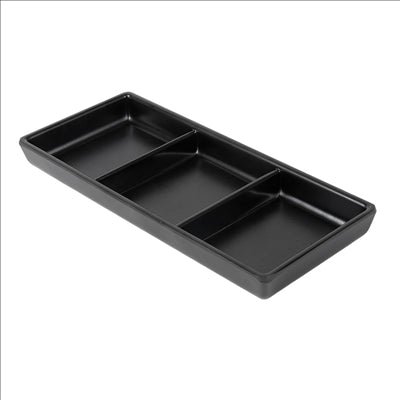 RÉCIPIENTS 3 COMPARTIMENTS 'ASAMI WARE' 19,8x8,8x2,5 CM NOIR MÉLAMINE (15 UNITÉS)