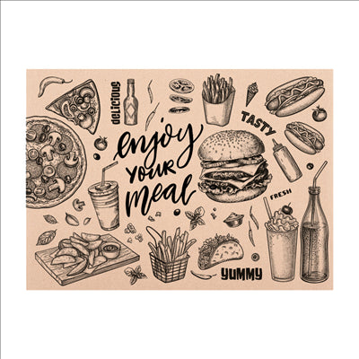 SETS DE TABLE 'FAST FOOD' 115 G/M2 30x42 CM NATUREL KRAFT (1000 UNITÉS)