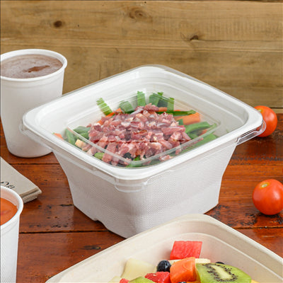 COUVERCLES BAS POUR 228.40/41/42 - 226.93/94/95 'BIONIC' 18,5x18,5x1,3 CM TRANSPARENT PET (400 UNITÉS)