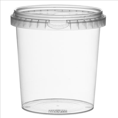 RÉCIPIENTS INVIOLABLES + COUVERCLES 870 ML Ø 11,8x12,6 CM TRANSPARENT PP (200 UNITÉS)