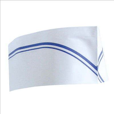 CALOTS AJUSTABLES BATEAU FRANGES BLEUES 28 CM BLANC PAPIER (100 UNITÉS)