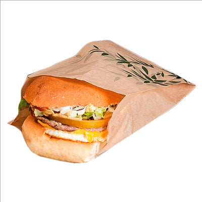 POCHETTES BURGER 'FEEL GREEN' 34 G/M2 12+7x18 CM NATUREL PARCH.INGRAISSABLE (500 UNITÉS)